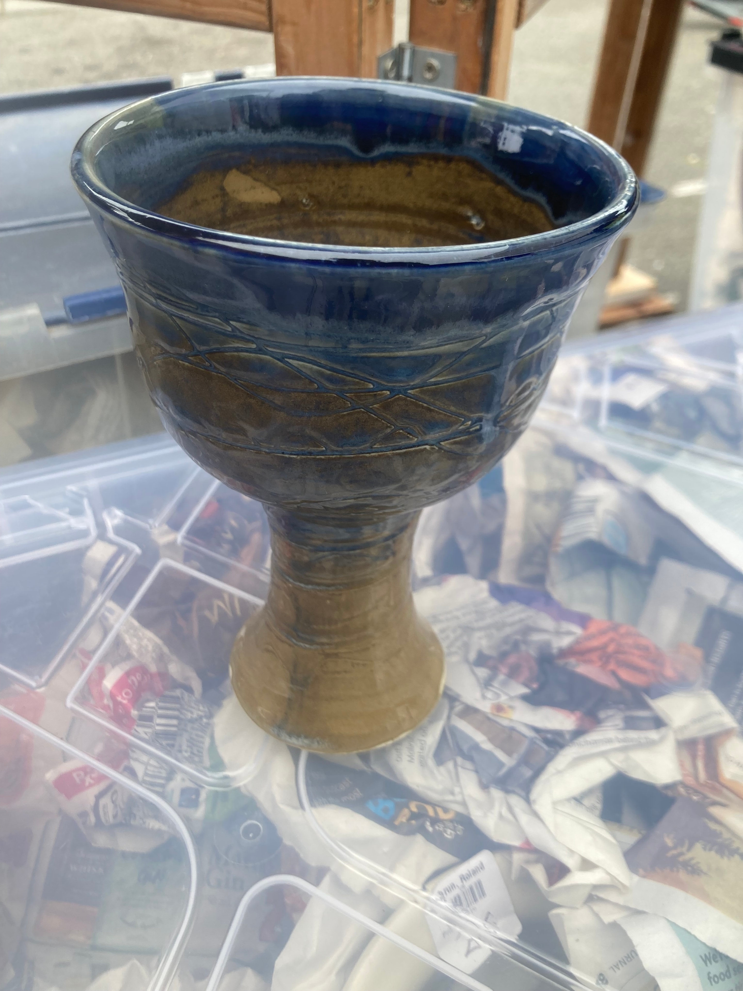 Chalice Vessel — Blue & Earth — Roland Lebrun